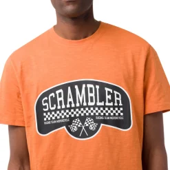 T-shirt da uomo arancione con dettaglio stampa Ducati Scrambler