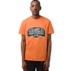 T-shirt da uomo arancione con dettaglio stampa Ducati Scrambler