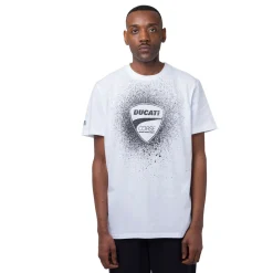 T-shirt da uomo bianca in cotone con logo e stampa Ducati Corse
