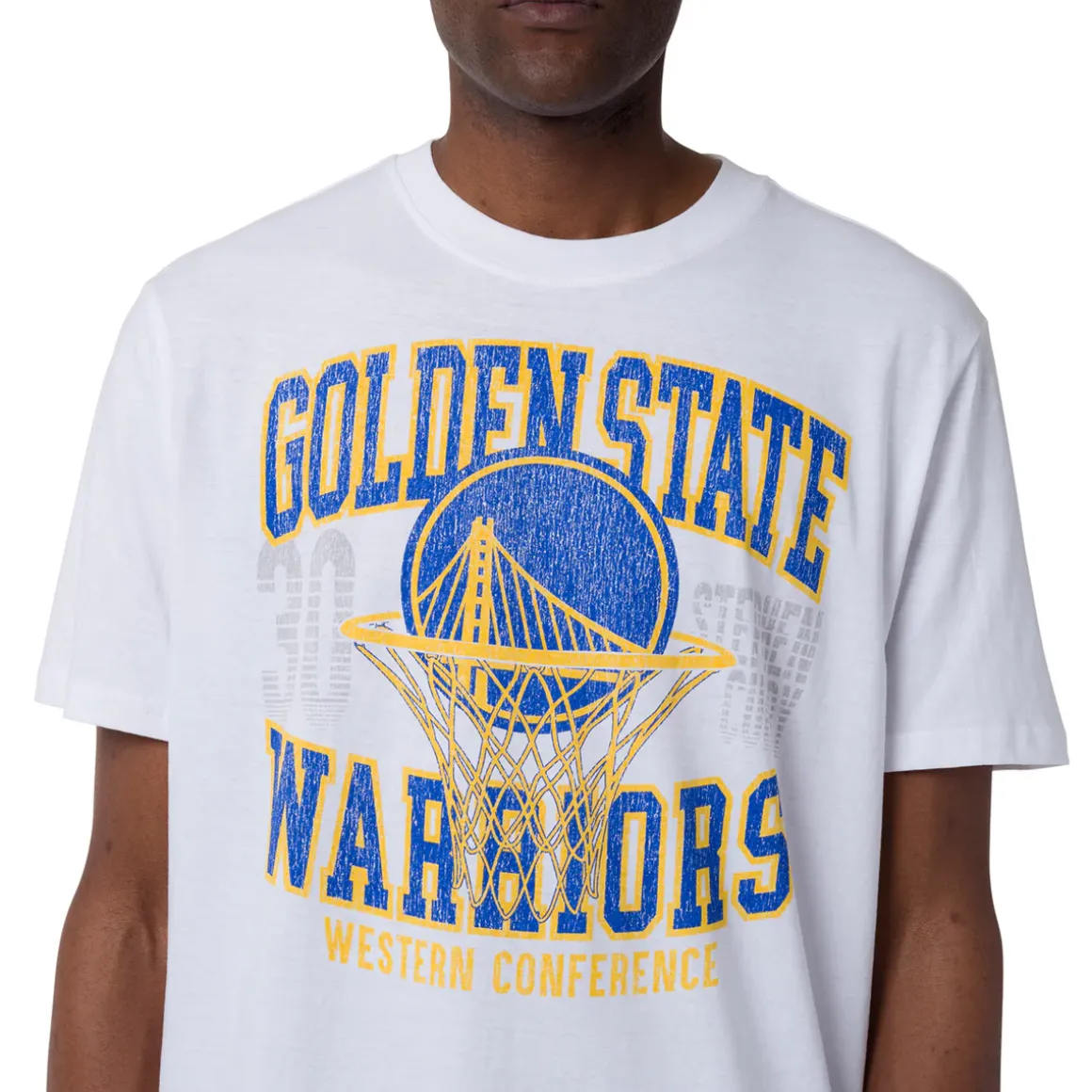 T-shirt da Uomo bianca in Cotone con stampa Squadra Golden State Warrior NBA