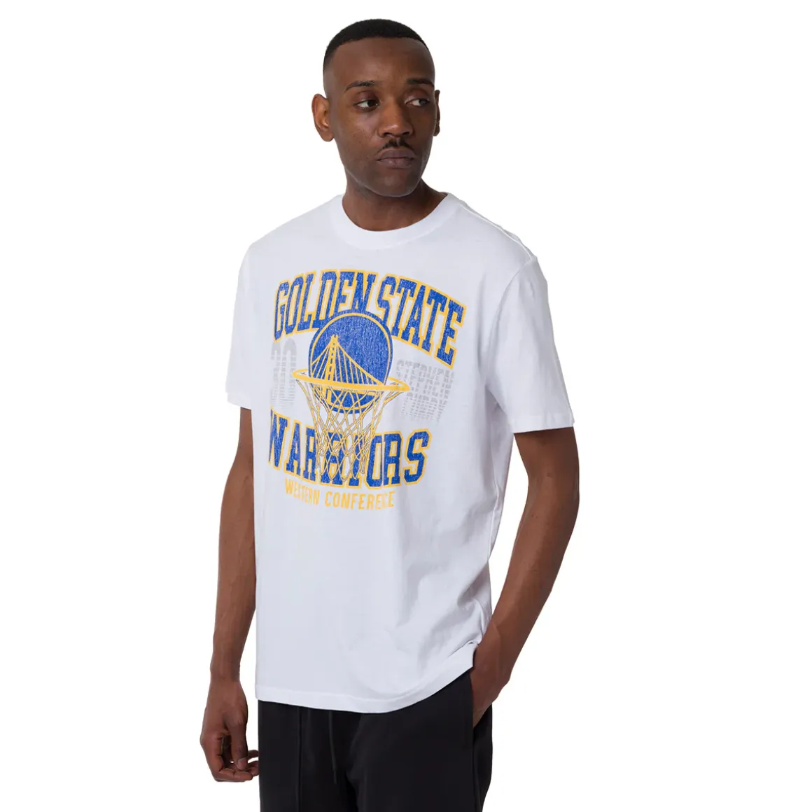 T-shirt da Uomo bianca in Cotone con stampa Squadra Golden State Warrior NBA