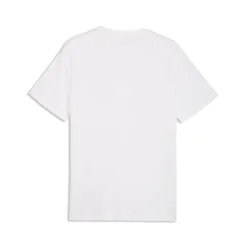T-shirt da uomo bianca Puma con logo rosso dal design geometrico