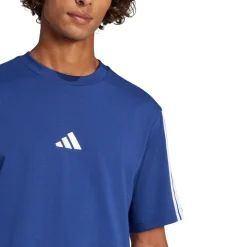 T-shirt da uomo blu adidas Essentials con 3 strisce bianche in Cotone
