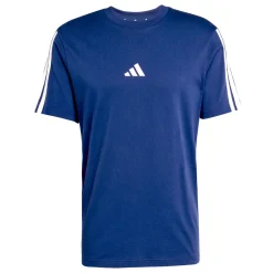 T-shirt da uomo blu adidas Essentials con 3 strisce bianche in Cotone