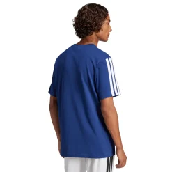 T-shirt da uomo blu adidas Essentials con 3 strisce bianche in Cotone