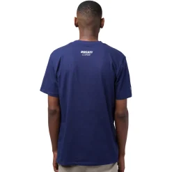 T-shirt da uomo blu navy in cotone con logo e stampa Ducati Corse
