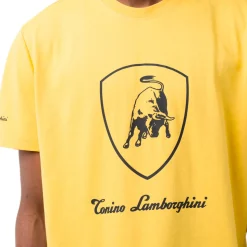 T-shirt da uomo gialla in cotone con logo Tonino Lamborghini