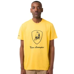 T-shirt da uomo gialla in cotone con logo Tonino Lamborghini