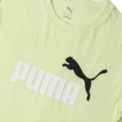 T-shirt da uomo giallo chiaro con logo frontale nero e bianco Puma