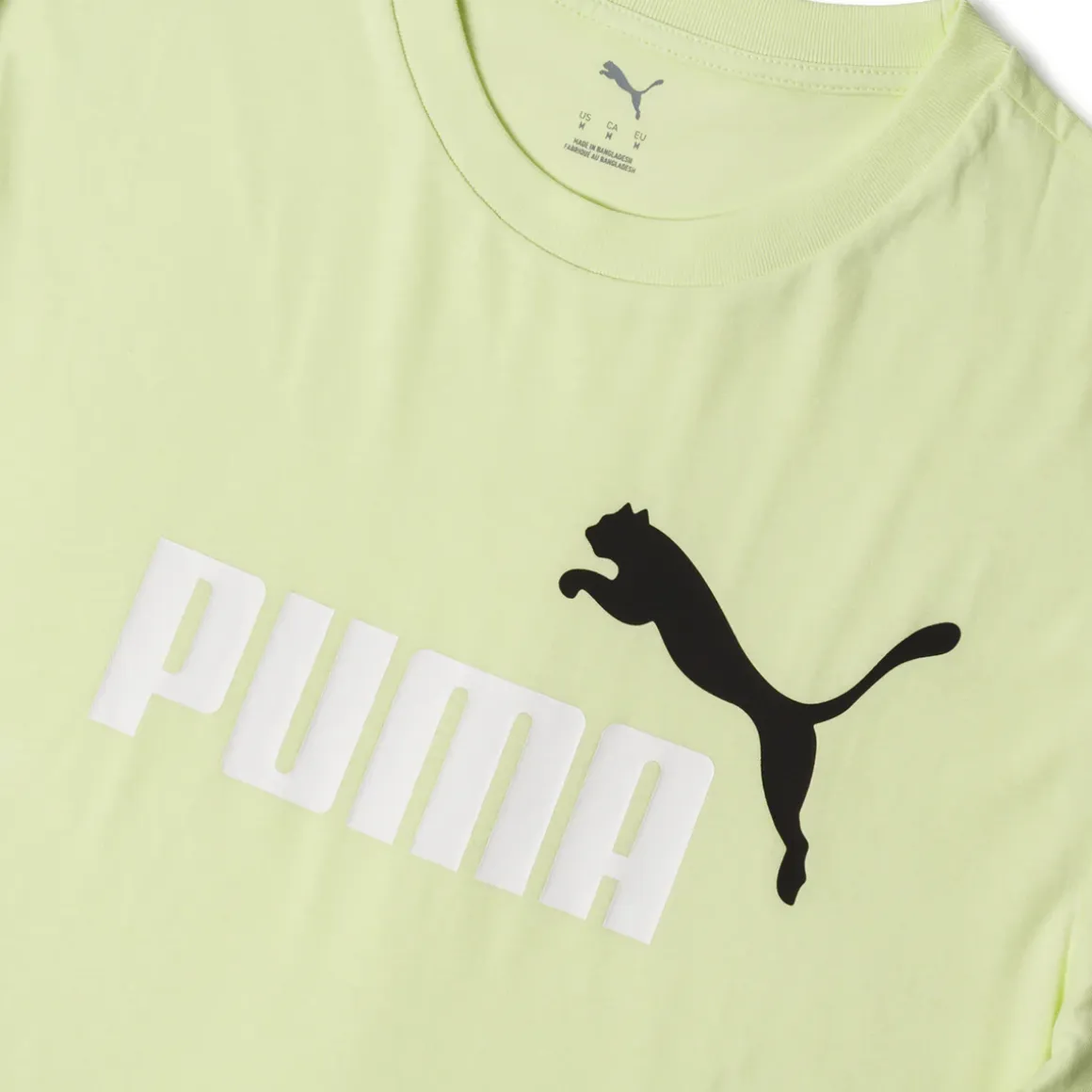 T-shirt da uomo giallo chiaro con logo frontale nero e bianco Puma