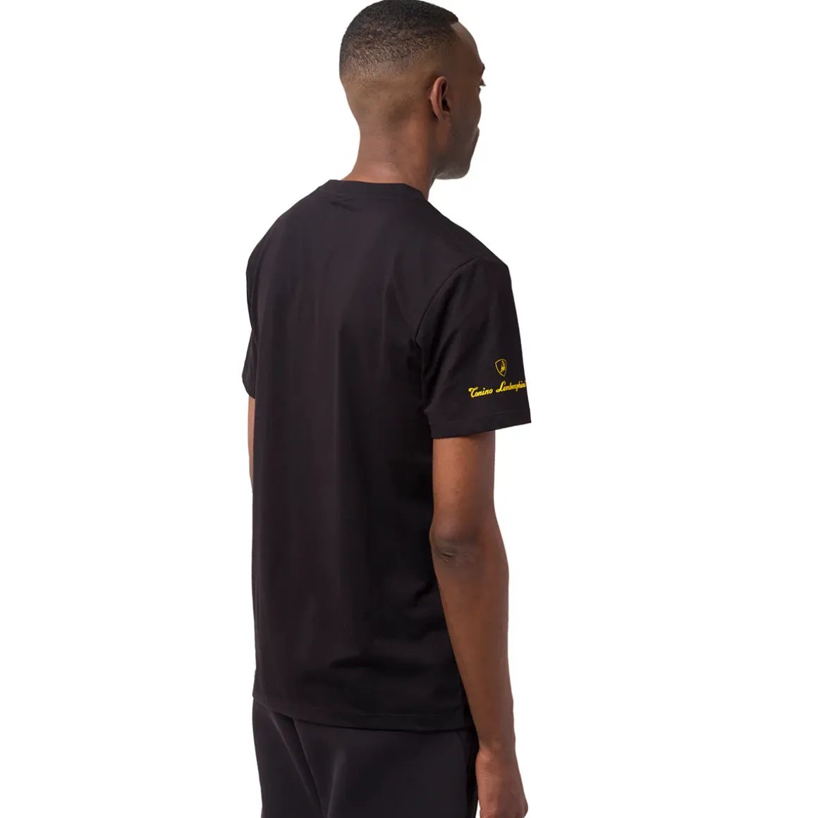 T-shirt da uomo nera con dettaglio stampa argento Tonino Lamborghini