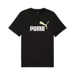 T-shirt da uomo nera con logo bianco in cotone Puma