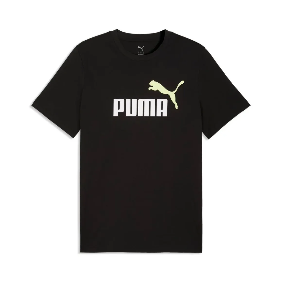 T-shirt da uomo nera con logo bianco in cotone Puma