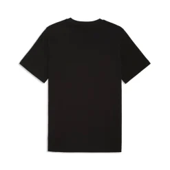 T-shirt da uomo nera con logo bianco in cotone Puma