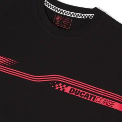 T-shirt da Uomo nera con stampa rossa a maniche corte Ducati Corse