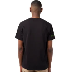 T-shirt da uomo nera in cotone con logo verde fluo Tonino Lamborghini