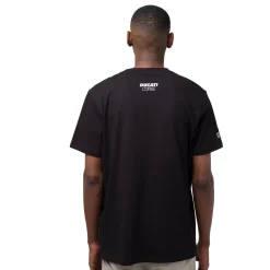 T-shirt da uomo nera in cotone con logo e stampa Ducati Corse