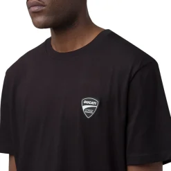 T-shirt da uomo nera in cotone con logo Ducati Corse