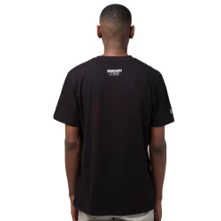 T-shirt da uomo nera in cotone con logo Ducati Corse