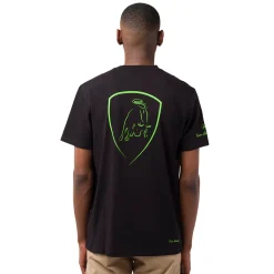 T-shirt da uomo nera in cotone con dettagli verde fluo Tonino Lamborghini