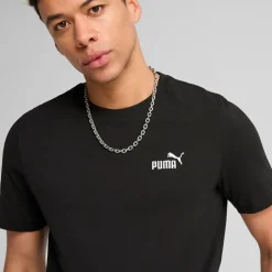 T-shirt da uomo nera Puma con logo bianco a contrasto sul petto