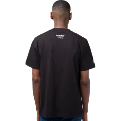 T-shirt da uomo nero in cotone con stampa rossa Ducati Corse