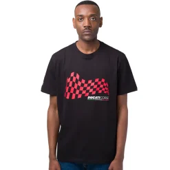 T-shirt da uomo nero in cotone con stampa rossa Ducati Corse