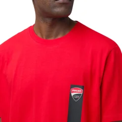 T-shirt da uomo rossa in cotone con logo Ducati Corse