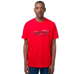 T-shirt da uomo rosso in cotone con logo e stampa Ducati Corse