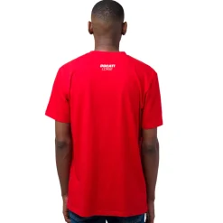 T-shirt da uomo rosso in cotone con logo Ducati Corse