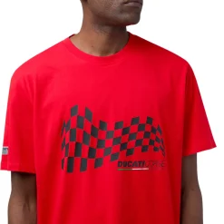 T-shirt da uomo rosso in cotone con logo Ducati Corse