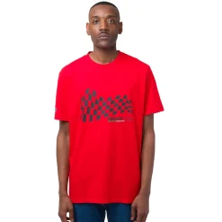 T-shirt da uomo rosso in cotone con logo Ducati Corse