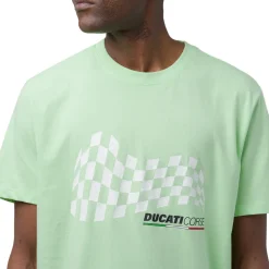 T-shirt da uomo verde chiaro in cotone con logo Ducati Corse