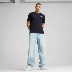 T-shirt design minimal da uomo blu Puma con logo bianco sul petto