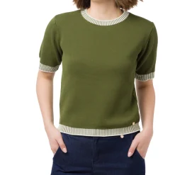 T-shirt elegante da Donna Verde con dettagli bianchi Swish Jeans