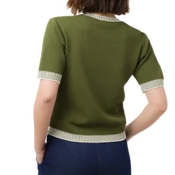 T-shirt elegante da Donna Verde con dettagli bianchi Swish Jeans
