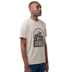 T-shirt girocollo beige da uomo con stampa frontale Ducati Scrambler