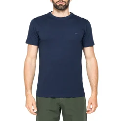 T-shirt girocollo blu da Uomo in cotone con logo Carrera Jeans