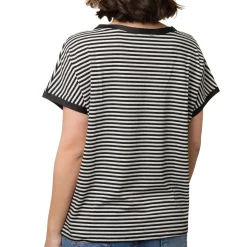 T-shirt girocollo Donna a righe nere e lurex con manica corta Swish Jeans