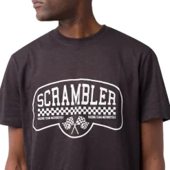 T-shirt girocollo nera da uomo con stampa frontale Ducati Scrambler