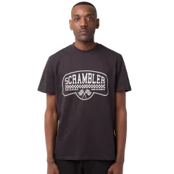 T-shirt girocollo nera da uomo con stampa frontale Ducati Scrambler