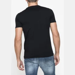 T-shirt girocollo nera da uomo in jersey leggero con logo Carrera Jeans