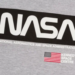 T-shirt grigia da bambino con logo e bandiera USA Nasa