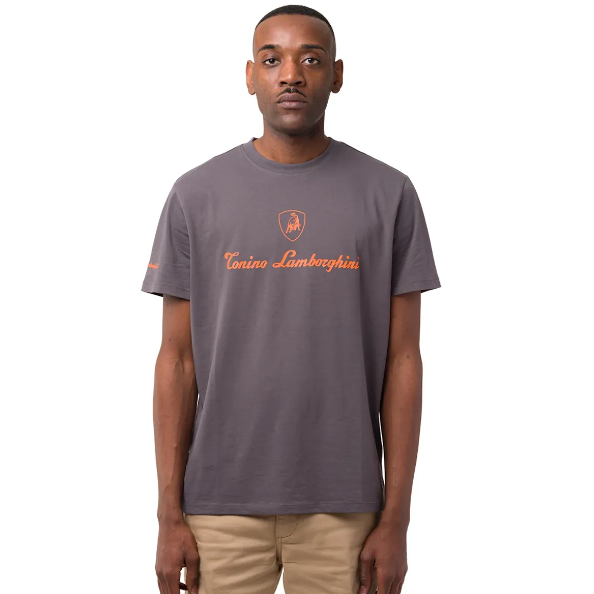 T-shirt grigia da uomo in cotone con dettaglio aracione Tonino Lamborghini