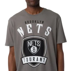 T-shirt Grigia da Uomo in Cotone con stampa Brooklyn Nets NBA