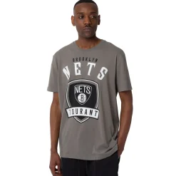 T-shirt Grigia da Uomo in Cotone con stampa Brooklyn Nets NBA