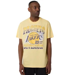 T-shirt in Cotone da Uomo gialla con mega stampa LA Lakers e Lebron James NBA