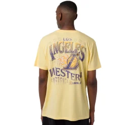 T-shirt in Cotone da Uomo gialla con maxi stampa LA Lakers e Lebron James NBA