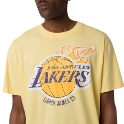 T-shirt in Cotone da Uomo gialla con maxi stampa LA Lakers e Lebron James NBA