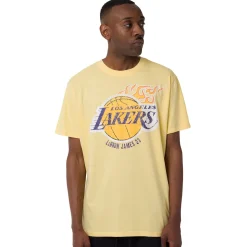 T-shirt in Cotone da Uomo gialla con maxi stampa LA Lakers e Lebron James NBA